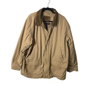 Sonoma Chore Coat Men XXL Tan Brown Corduroy Collar Flannel Lined Full Zip